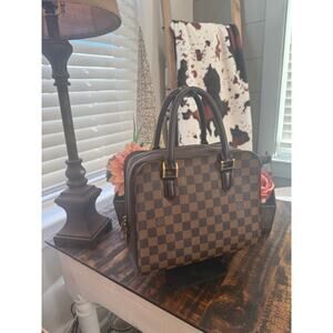 Authentic Louis Vuitton Damier Ebene Triana Leather Handbag VI0094 w/COA
